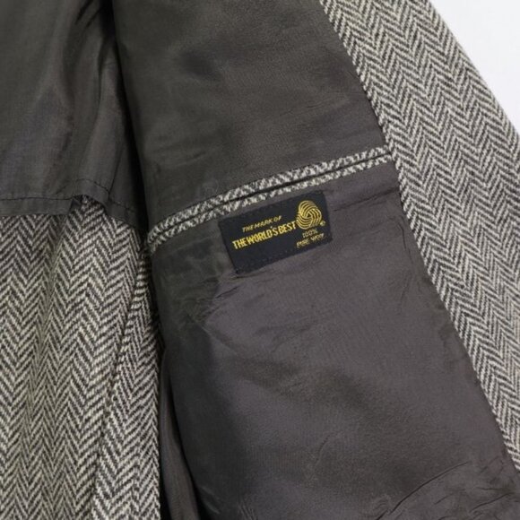 Stafford Sport Jacket Mens 42 L Herringbone Tweed Sport Jacket Wool - Picture 7 of 10
